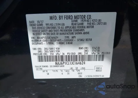 2018 Ford Ecosport Ses from USA, damaged, VIN MAJ6P1CL1JC164624